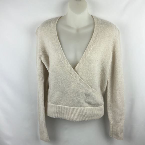 Madewell Wrap Front Beige Tan Pullover Sweater Size S - Picture 4 of 10
